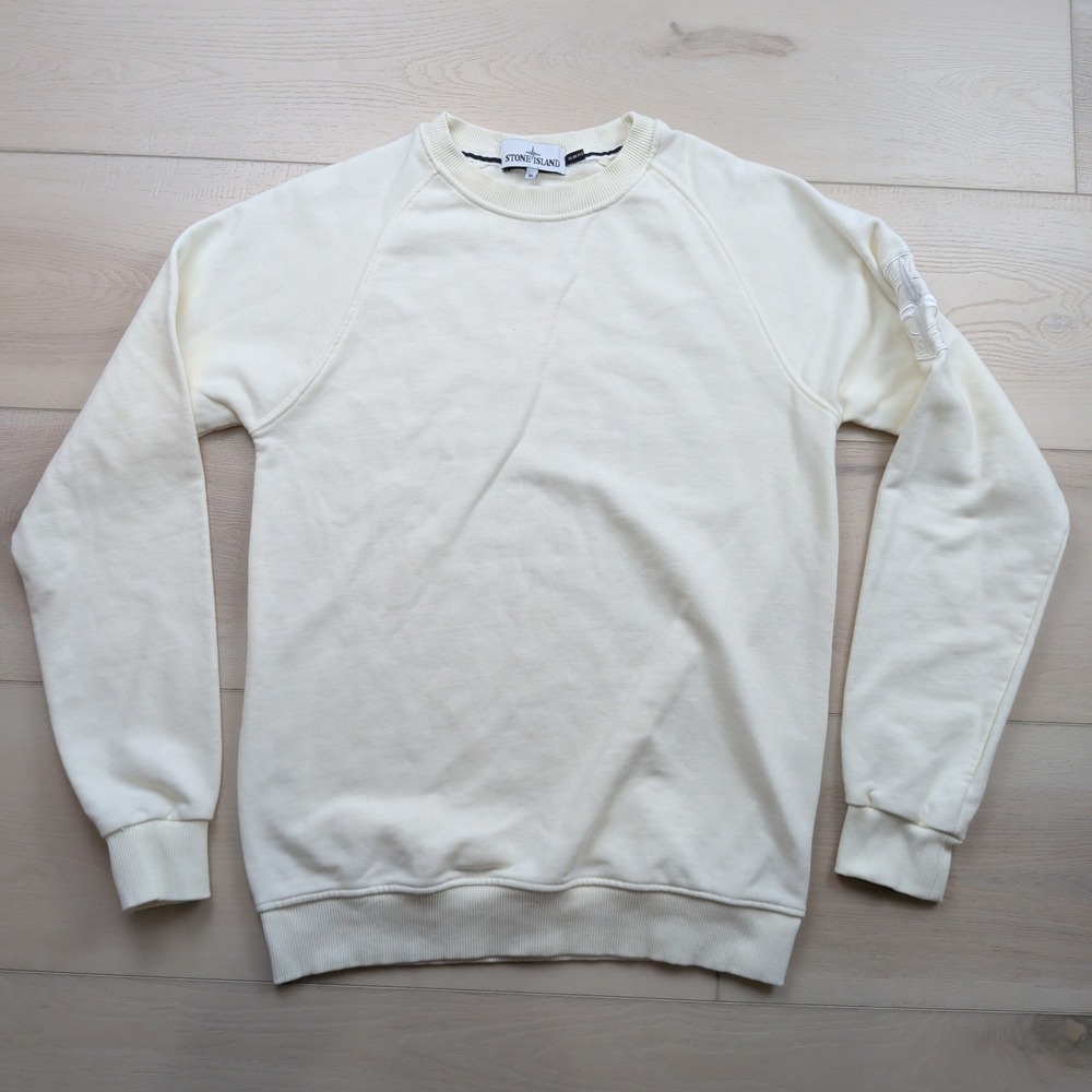 Stone Island Malfile Fleece Sweatshirt Mens Medium Cream Made in Italy